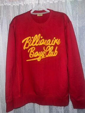 Billionaire Boys Club Red Crewneck Sweatshirt Yellow Script logo XXL Pharrell